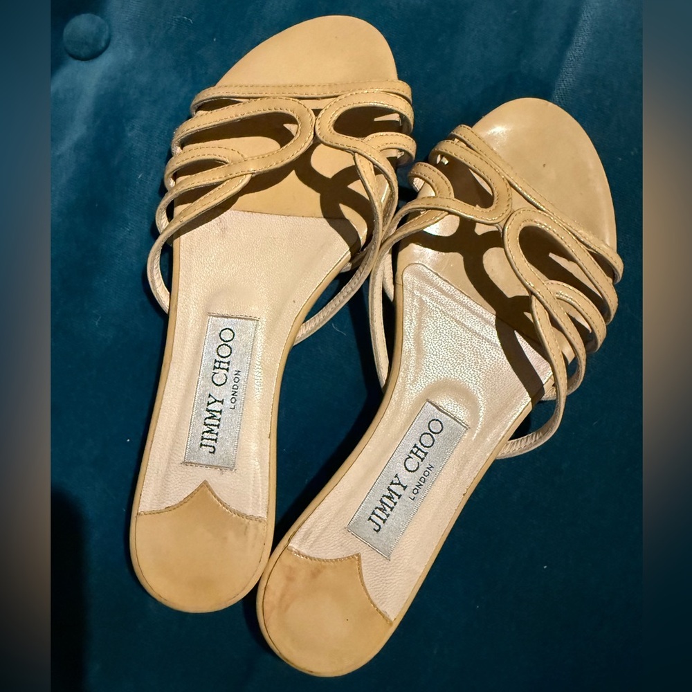 Jimmy Choo Beige Strappy Flats